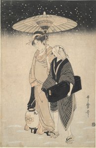 Passage de nuit dans la neige - Kitagawa Utamaro