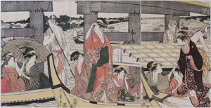 Au-dessus et en dessous du pont de Ryogoku, vers 1796