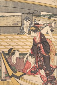 Parties de plaisir en bateaux sur la rivière Sumida sous le pont Ryogoku