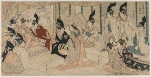 Scène adaptée de la pièce Le Trésor des fidèles vassaux Chushingura, fin des années 1790