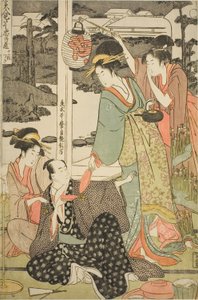 Le drame de Chushingura parodié par des beautés célèbres : Un ensemble de douze estampes