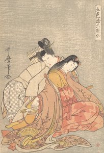Le poète Ariwara no Narihira 825-880 et Ono no Komachi..., vers 1798 - Kitagawa Utamaro