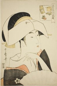 Tomimoto Toyohina, de la série Beautés renommées comparées aux six poètes immortels (Komei bijin rokkasen) (Tomimoto Toyohina) (devinette)