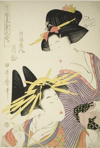 Tsukioka du Hyogoya (Hyogoya uchi tsukioka), de la série "Seiro bijin meika awase", vers 1801 (gravure sur bois en couleur ; oban) - Kitagawa Utamaro