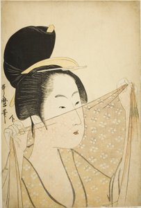 Femme tenant un morceau de tissu (Nuno o kazasu onna)