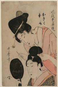 Les Amants Okiku et Kozuke (de la série Une comparaison élégante des traits charmants) - Kitagawa Utamaro II