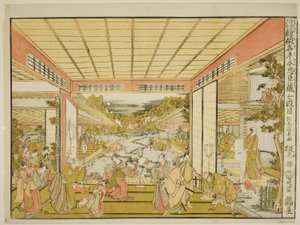 Acte VII (Shichidanme), de la série "Images en perspective du magasin des loyaux vassaux (Uki-e kanadehon Chushingura)"