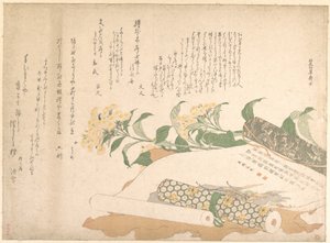 Des marguerites et deux makimono - Kitao Shigemasa