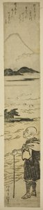 Le prêtre Saigyo contemplant le mont Fuji - Kitao Shigemasa