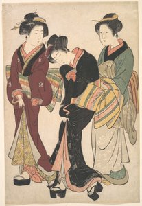 Deux geishas et une femme de chambre - Kitao Shigemasa