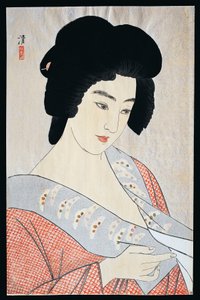 Geisha Ichimaru, vers 1933, par Kobayakawa Kiyoshi, gravure sur bois Oban, période Meiji-Showa, Japon, 20e siècle