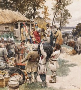 Poliudie Collecte de tribut. Igor de Kiev exigeant un tribut des Drevlyans, 1903