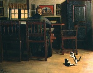 Intérieur avec chatons joueurs