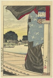 Vue de Matsuchiyama depuis la rivière Sumida (Cent vues de la province de Musashi)