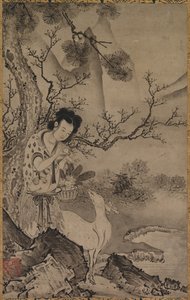 Figure taoïste féminine dans un paysage - Koboku