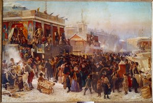 Baladins sur la place Admiraut à Saint-Pétersbourg