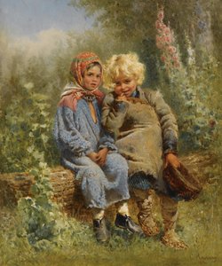 Russe : "Enfants paysans au repos" Enfants paysans au repos