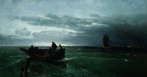 Figures dans une barque au large