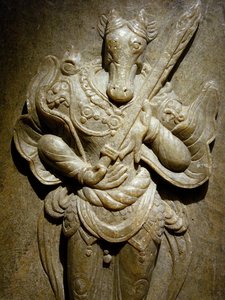 Ornement funéraire, cheval du zodiaque en agalmatolite, 8ème siècle sous la période des Royaumes du Nord et du Sud, Corée. Photographie, Musée National de Séoul, République de Corée