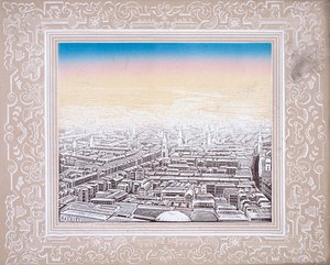 Vue aérienne de Londres encadrée dans une bordure décorative - Kronheim and Co