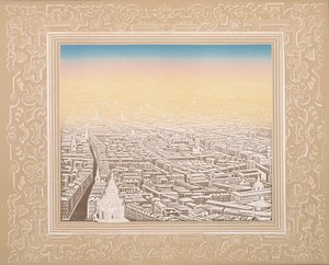 Vue aérienne de Londres encadrée dans une bordure décorative - Kronheim and Co