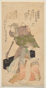 Une dame tenant un shamisen tandis qu