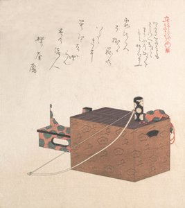 Boîte pour jeu de Sugoroku, arc et tambour, 19e siècle