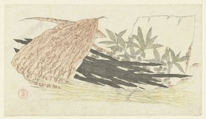 Feuille de bambou avec kombu, racines de bardane et nandina