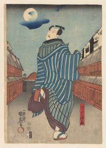 Tokubei courant dans une rue - Kunimori