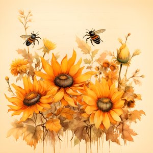 Silhouettes de tournesols et d