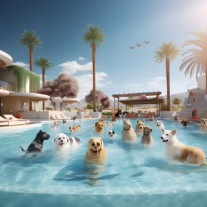Fête de piscine pour chiens à Palm Springs 4