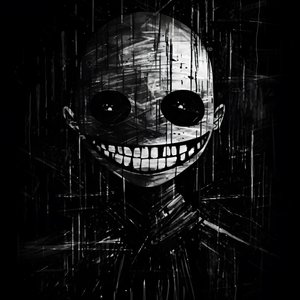 Le visage souriant est dessiné sur du papier noir 1