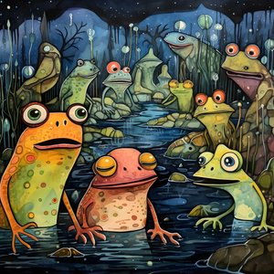 peinture aquarelle et encre de grenouilles pleine page 1
