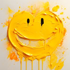 visage souriant jaune peint en impasto 3