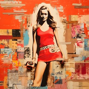 Collage rouge, skateboards 4