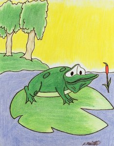 Grenouille Lily Pad, 2005 (crayon de couleur sur papier)