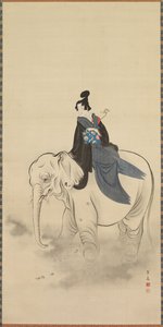 Courtisane chevauchant un éléphant Parodie du Bodhisattva Fugen
