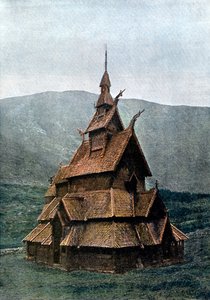 Église en bois debout de Borgund, Sogn og Fjordane, Norvège, vers 1890