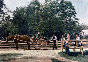 Paysans à la fin de la récolte, Suède, vers 1890