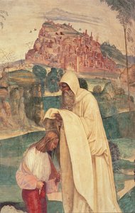 Vie de Saint Benoît, Scène 4 : Le moine Romain habille Benoît - L. Signorelli