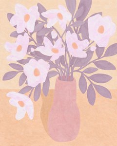 Fleurs dans un vase rose, 2023