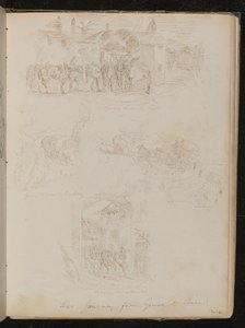 "Changer de chevaux la nuit", "descendre à Lagoletto", "monter la Turbia" et "Passer par un hameau"