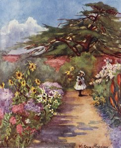 Jardin anglais ancien, parc Brockwell (lithographie en couleur)