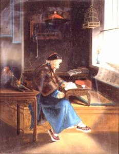 Un Chinois lisant dans son étude - Lam Qua