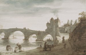Pont sur la Loire à Amboise, années 1640 - Lambert Harmensz Doomer