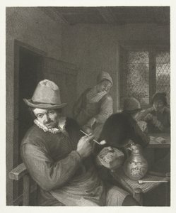 Scène de taverne avec un homme bourrant une pipe - Lambertus Antonius Claessens