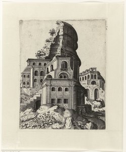Ruine avec un escalier à gauche - Lambertus Suavius