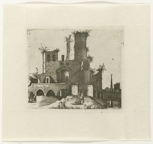 Ruine avec tour rectangulaire - Lambertus Suavius