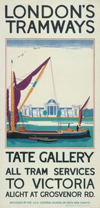 Tate Gallery, affiche des tramways du London County Council, 1925 - Lance Cattermole