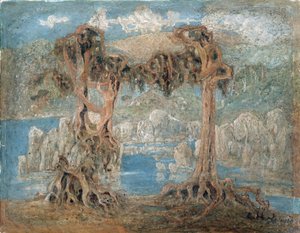 Paysage, Arbres décharnés sur les bords de mer, Norvège